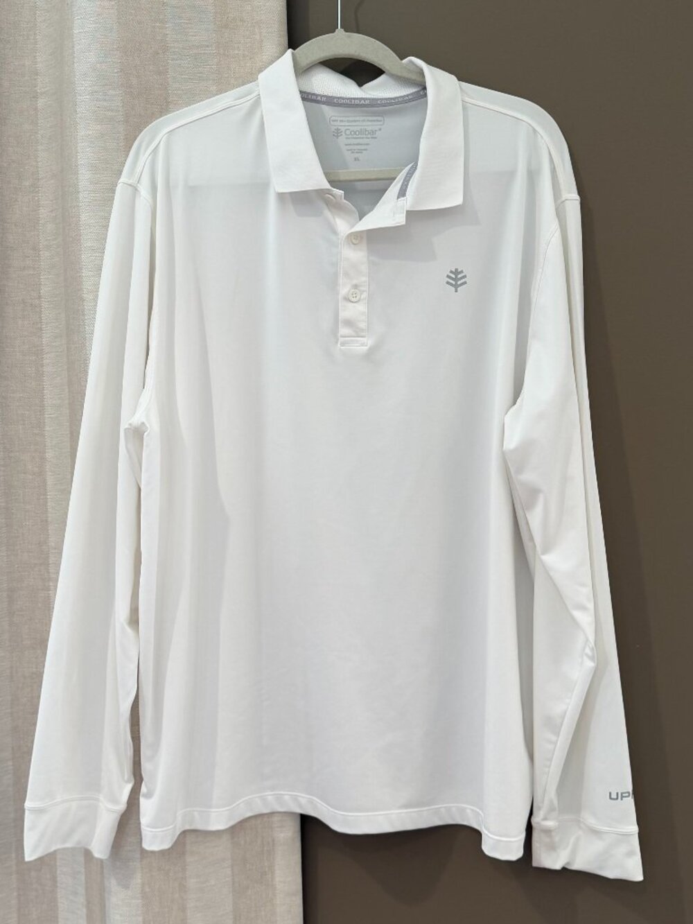Coolibar Men's White Long Sleeve Polo, Active wear, Sporty Outdoors, Size XL